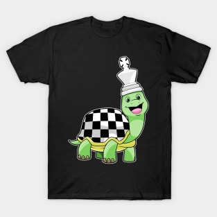 Turtle at Chess with Chess board & King T-Shirt